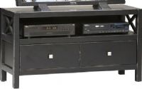 Linon 86106C124-A-KD-U Anna Media Center, Antique Black Finish, Two drawers which provide convenient storage for your magazines, remotes, movies, or other items, and the shelf can be used to house your electronic components or to display your favorite keepsakes, UPC 753793807959 (86106C124AKDU 86106C124-AKDU 86106C124-A-KD 86106C124-A 86106C124) 