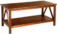 Linon 86151ATOB-01-KD-U Titian Coffee Table, Pine and Painted MDF, Antique Tobacco Finish, Simple yet eye-catching design, Versatile Design, Bottom shelf provides extra storage or display space, Will easily complement your homes décor, 44.02" W X 21.97" D X 20" H, UPC 753793889122 (86151ATOB01KDU 86151ATOB-01-KD-U 86151ATOB 01 KD U) 