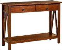 Linon 86152ATOB-01-KD-U Titian Console Table, Pine and Painted MDF, Antique Tobacco Finish, Simple yet eye-catching design, Versatile Design, Two drawers provide ample storage space, Will easily complement your homes décor, 42.01" W X 13.98" D X 30.71" H, UPC 753793889139 (86152ATOB01KDU 86152ATOB-01-KD-U 86152ATOB 01 KD U) 