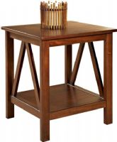 Linon 86153ATOB-01-KD-U Titian End Table, Pine and Painted MDF, Antique Tobacco Finish, Simple yet eye-catching design, Versatile Design, Bottom shelf provides extra storage or display space, Will easily complement your homes décor, 20" W X 17.72" D X 22.01", UPC 753793889146 (86153ATOB01KDU 86153ATOB-01-KD-U 86153ATOB 01 KD U) 