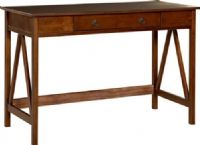 Linon 86154ATOB-01-KD-U Titian Desk, Pine and Painted MDF, Antique Tobacco Finish, Simple yet eye-catching design, Versatile Design, A single drawer provides hidden storage space, Will easily complement your homes décor, 45.98" W X 20" D X 30" H, UPC 753793889153 (86154ATOB01KDU 86154ATOB-01-KD-U 86154ATOB 01 KD U) 