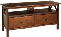 Linon 86158ATOB-01-KD-U Titian TV Stand, Pine and Painted MDF, Antique Tobacco Finish, Simple yet eye-catching design, Versatile Design, Ample storage space, Will easily complement your homes décor, 44.02" W X 16.02" D X 21.97" H, UPC 753793889184 (86158ATOB01KDU 86158ATOB-01-KD-U 86158ATOB 01 KD U) 