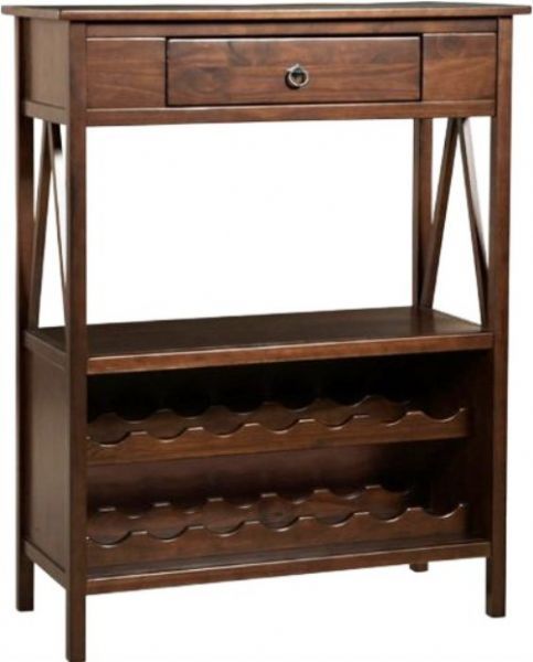 Linon 86161ATOB-01-KD-U Titian Wine Cabinet, Antique Tobacco Finish, Simple yet eye-catching design, Versatile Design, Provides ample storage space, Will store up to 14 bottles of wine,  35.98