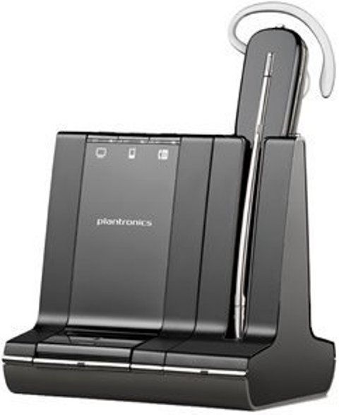 Plantronics 86507-01 model Savi W745 - headset - Convertible, Headphone - monaural, Convertible Headphones Form Factor, Wireless - DECT Connectivity Technology, Mono Sound Output Mode, Boom Microphone Type, 350 ft Transmission Range, Headset battery - rechargeable, Up To 7 hours Run Time, 50 hours Standby Time, PC multimedia, corded phone, cellular phone, notebook Recommended Use, UPC 017229136106 (8650701 86507-01 86507 01 W745 W-745 W 745)