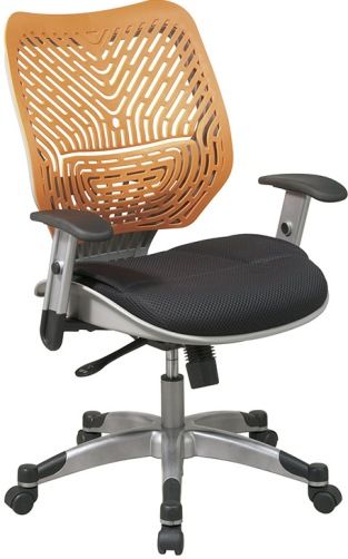 Office Star 86-M35C655R REVV Series Unique Self Adjusting SpaceFlex Back Managers Chair, Tang/Raven, Self Adjusting SpaceFlex Backrest Support System with Breathable Mesh Seat, One Touch Pneumatic Seat Height Adjustment, Deluxe 2-to-1 Control with 3 Position Lock and Anti-Kick Function, Tilt Tension Adjustment (86M35C655R 86 M35C655R OfficeStar)