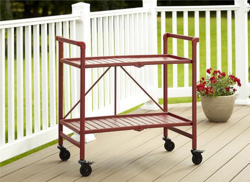 Cosco 87501RRD1E Outdoor / Indoor Folding Serving Cart , Upscale Appearance that's Great for Everyday or, Occasional Use, No Tool Assembly, Transforms any Outdoor Space Quickly and Easily, Usage: Outdoor, Height: 33.465
