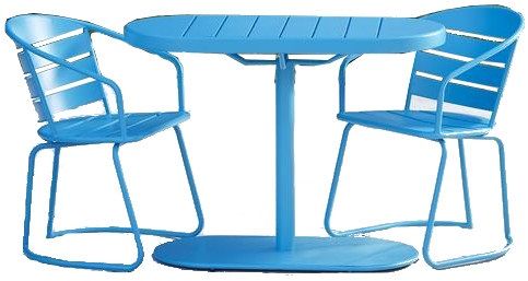 Cosco 87800BTQE Blue Metro Retro All Steel Nesting Bistro Set; One box shipment; Outdoor protected material; Ideal for patio, porch, poolside or garden; Small space compatible; Minimal maintenance required; Dimensions Chair 20.470