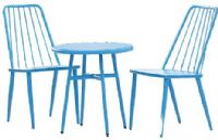 Cosco 87810BTQE Teal Three Piece Cottage Bistro Steel Patio Furniture Set; One box shipment; Outdoor protected material; Some assembly required with all hardware and tools included; Classic metal table and chairs; Ideal for patio, porch, poolside or garden; Small space compatible; Minimal maintenance required; UPC 044681870361 (87810 BTQE 87810-BTQE) 