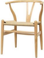 Wholesale Interiors DC-541 Baxton Studio Wishbone Chair - Y Chair, Sturdy, natural-colored hemp fabric seat for timeless beauty and style, Curved backrest provides added comfort, Solid wood frame ensures years of dependable use, Traditional meets modern design, 16.5" Seat Height, 14.5" Seat Depth, UPC 878445008970 (DC541 DC-541 DC 541) 