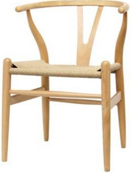 Wholesale Interiors DC-541 Baxton Studio Wishbone Chair - Y Chair, Sturdy, natural-colored hemp fabric seat for timeless beauty and style, Curved backrest provides added comfort, Solid wood frame ensures years of dependable use, Traditional meets modern design, 16.5