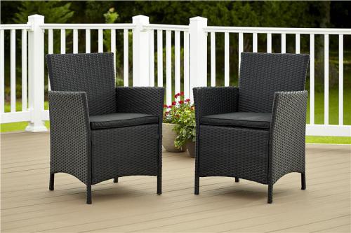 Cosco 88511BLK2E Outdoor Jamaica Resin Wicker Dining Chair, COMFORTABLE and STYLISH - Contemporary Lines &, Tailored Cushions, WEATHER RESISTANT - Low maintenance resin wicker and powder coated steel frame, Furniture Type: Seating, Usage: Outdoor, Height: 32.7