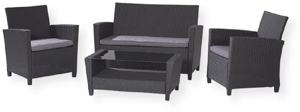 Cosco 88520BGYE Outdoor Malmo 4 Piece Resin Wicker Conversation Set, COMFORTABLE and STYLISH - Contemporary Lines &, Tailored Cushions, WEATHER RESISTANT - Low maintenance resin wicker and powder coated steel frame, Net Weight: 0 lbs, Depth: 42.13