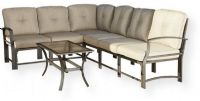 Cosco 88536DBTTE Brown Serene Ridge 7 Piece Modular Seating Group with Coffee Table; Durable, light-weight powder-coated aluminum frames; Removable cushions for easy cleaning; Assembly required with all hardware and tools included; Suitable to be used anywhere outside; Minimal maintenance required; UPC 044681880339 (88536 DBTTE 88536-DBTTE) 