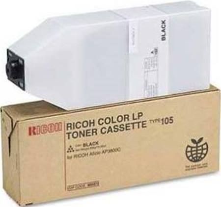 Ricoh 885372 Black Toner Cartridge Type 105 for use with Aficio CL7000, AP3800C and AP3850C Laser Printers, Up to 20000 standard page yield @ 5% coverage, New Genuine Original OEM Ricoh Brand, UPC 026649880308 (88-5372 885-372 8853-72) 