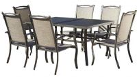 Cosco 88537DBTE Dark Brown Outdoor 7 Piece Serene Ridge Aluminum Patio Dining Set, Outdoor protected fabric; Durable, light-weight powder-coated aluminum frames; Assembly required with All hardware and tools included; Minimal maintenance required; UPC 044681880223 (88537 DBTE 88537-DBTE)  
