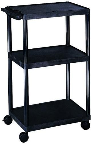 Quartet 88753 Model DuraCart 42in High Adjustable Plastic AV Cart, Black, Made by GBC, Holds up to a 20