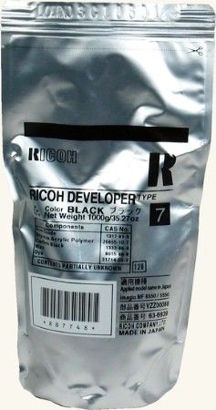 Ricoh 887748 Type 7 Black Developer for use with Ricoh Aficio 550 and 650 Copiers, 300000 pages yield, New Genuine Original OEM Ricoh Brand (887-748 887 748 A2299640)