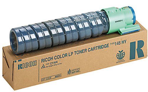 Ricoh 888311 Cyan Toner Cartridge Type 145 for use with Aficio CL4000DN, SP C410DN, SP C411DN and SP C420DN Series Printers; Up to 15000 standard page yield @ 5% coverage; New Genuine Original OEM Ricoh Brand, UPC 026649883118 (88-8311 888-311 8883-11) 