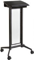 Safco 8912BL Impromptu Lectern, Black; Compartment Size 14 1/2"w x 12 1/2"d x 2"h; Powder Coat Paint/Finish; Top Dimensions 20" w x 16' d; 2 1/2" Diameter Wheel/Caster Size; Four swivel casters, (2 locking); Polycarbonate Modesty Panel/Steel Materials; GREENGUARD; Dimensions 26 1/2"w x 18 3/4"d x 46 1/2"h; Weight 24 lbs. (8912-BL 8912 BL 8912B) 