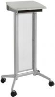 Safco 8912GR Impromptu Lectern, Metallic Gray; Compartment Size 14 1/2"w x 12 1/2"d x 2"h; Powder Coat Paint/Finish; Top Dimensions 20" w x 16' d; 2 1/2" Diameter Wheel/Caster Size; Four swivel casters, (2 locking); Polycarbonate Modesty Panel/Steel Materials; GREENGUARD; Dimensions 26 1/2"w x 18 3/4"d x 46 1/2"h; Weight 24 lbs. (8912-GR 8912 GR 8912G) 