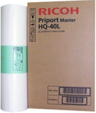 Ricoh 893196 Model HQ-40L Priport Master Roll for use with Priport DX4542, DX4545 and JP4500 Digital Duplicators; Dimensions 320mm x 100m; New Genuine Original OEM Ricoh Brand, UPC 708562050463 (89-3196 893-196 8931-96 HQ40L HQ 40L) 