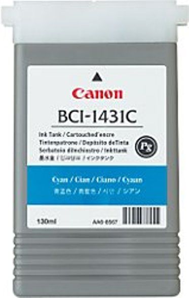 Canon 8970A001AA model BCI-1431C Cyan Ink Tank, Inkjet Print Technology, Cyan Print Color, 130 ml Ink Volume, New Genuine Original OEM Canon, For use with IMAGEPROGRAF W6200 (8970A001AA 8970A-001AA 8970A 001AA BCI1431C BCI-1431C BCI 1431C BCI1431 BCI-1431 BCI 1431)