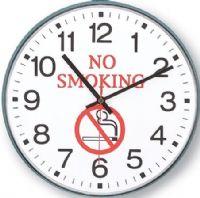 Infinity Instruments 90/00NS-1 Message "No Smoking" Wall Clock, Black; 12" Round Diameter; Bold, easy-to-read message offers employees safety reminders; Reliable quartz movement with second hand; High-impact plastic case; Requires 1 AA Battery (Not Included) (9000NS1 9000NS-1 90/00NS1 90-00NS-1) 