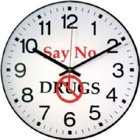 Infinity Instruments 90/00SN-1 Message "Say No To Drugs" Wall Clock, Black; 12" Round Diameter; Bold, easy-to-read message offers employees safety reminders; Reliable quartz movement with second hand; High-impact plastic case; Requires 1 AA Battery (Not Included) (9000SN1 9000SN-1 90/00SN1 90-00SN-1) 