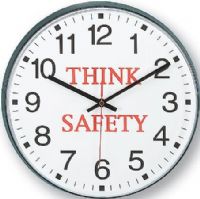 Infinity Instruments 90/00TS-1 Message "Think Safety" Wall Clock, Black; 12" Round Diameter; Bold, easy-to-read message offers employees safety reminders; Reliable quartz movement with second hand; High-impact plastic case; Requires 1 AA Battery (Not Included) (9000TS1 9000TS-1 90/00TS1 90-00TS-1) 
