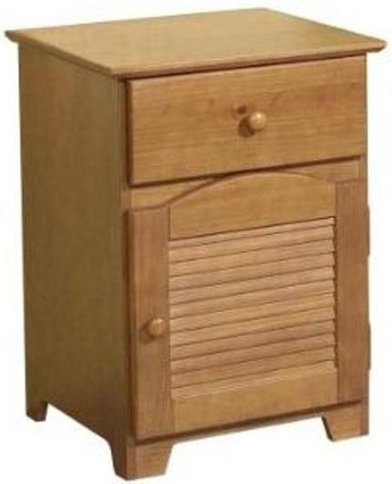 Linon 90068N50-01-KD Shutter Night Stand, Sturdy solid construction of Brazilian Pine, A top drawer and lower cabinet are perfect for all kinds of small bedside needs, The large top surface area is ample enough for a lamp, clock, phone and more, Coordinates with the Shutter Twin Size Bunk Bed and 5 Drawer Dresser, 17.1 x 19.6 x 27 inches Dimensions, UPC 753793900841 (90068N5001KD 90068N50 01 KD)