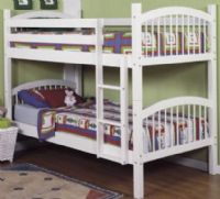 Linon 9016NWHT-A-KD-U Twin Bunk Bed, White, Strong pine construction and high-quality components, Top bed features a fixed and sturdy ladder and a rail to ensure a safe navigation for your children, Twin size bunk bed comes in an all white finish, 44.5 x 79.4 x 60.6 inches Dimensions (9016NWHT A KD U 9016NWHTAKDU) 
