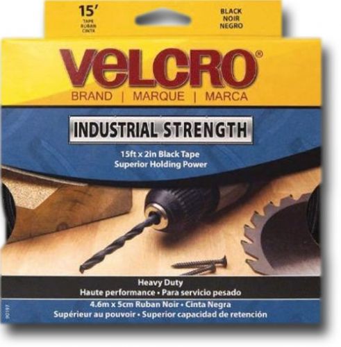 Velcro 90197 Sticky Back, Industrial Strength Tape; Built-in dispensers; Complete flexibility provides exact length for each heavy-duty project; Black, 15' x 2
