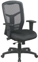 Office Star 90662 Pro-Line II ProGrid Series High Back Chair, Breathable ProGrid Back with Built-in Lumbar Support, One Touch Pneumatic Seat Height Adjustment, Deluxe 3-Position Locking 2-to-1 Synchro Tilt Control with Seat Slider, Ratchet Back Height Adjustment, Black Mesh Seat with Molded Foam, Height and Width Adjustable Arms with PU Pads (90-662 906-62 OfficeStar) 