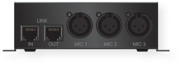 ClearOne 910-154-020 INTERACT MIC EX Microphone Distribution Box, Maximum Level +18 dBu, Frequency Response 20 Hz  15 kHz, Phantom Power 24 V @ 10 milliamp, Impedance 5 kOhm per leg or 10 kOhm balanced, Each box contains three industry standard, XLR microphone connectors, Boxes are daisy-chained from mixer using standard RJ-45 cables, UPC 671010540208 (910154020 910154-020 910-154020 INTERACTMICEX INTERACT MICEX MIC-EX)