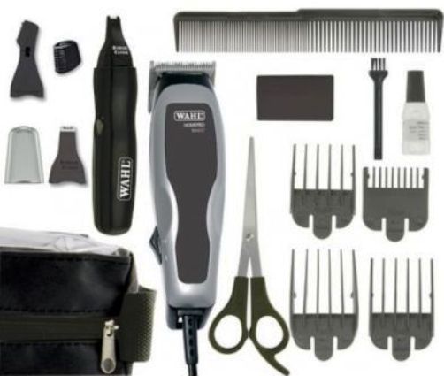 Wahl 9159-008 Home Pro combo Complete Haircutting Kit: Included: 1 Clipper , 1 Blade guard, 1 Detail trimmer, 1 Reciprocating head, 1 Detail head, 1 Rotary head, 1 Eyebrow guide comb, 1 Protective cap, 1 Scissors, 1 medium comb, 1 Blade oil, 1 Cleaning brush and 1 Travel pouch; PowerDrive Technology; UPC 753182924694 (9159008 9159 008) 