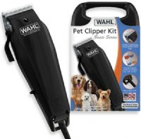 Wahl 9160-210 Basic Series Pet Clipper Kit, Complete kit features specially designed, electro-magnetic motor clipper that delivers increased power and cutting action, making it great for light duty clipping and trimming, Thumb-adjustable taper control adjusts blades to sizes #30, #15, #10 with a simple flip of the lever, UPC 043917916026 (9160210 9160 210) 