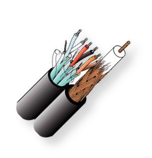 Belden 9165 0101000, Model 9165, Composite ENG, EFP, and CCTV Cable; Black; Composite, RG-59 22 AWG Bare Copper Stranded Coax; Bare Copper braid and Beldfoil Tape Shielding; 3-Pair 22 AWG Tinned Copper conductors with drain wire; PVC jacket; CL2X-Rated; UPC 612825225041 (BTX 91650101000 9165 0101000 9165-0101000)
