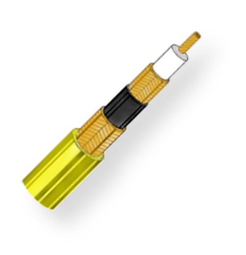 Belden 9192 0041000, Model 9192, RG11, 15 AWG, Video Triax Coax Cable; Yellow; Stranded 0.064-Inch Bare copper conductor; Foam HDPE insulation; Bare copper braid shields; PVC jacket; Polyethylene insulation between shield braids; CL2X Rated; UPC 612825225201 (BTX 91920041000 9192 0041000 9192-0041000)