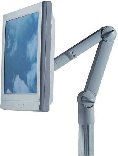 Axcess 920217 Black Flat Screen 2-Link Monitor Arm, Holds monitors up to 11 lbs, Features a ball joint with a swivel range of 90, Two spring-loaded arms provide infinitely adjustable positioning, Meets VESA 3