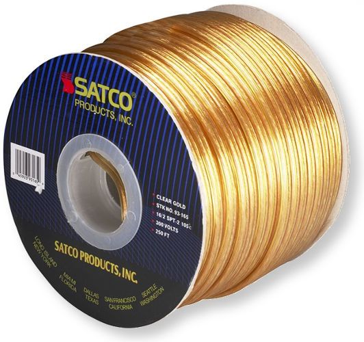 Satco 93-165 16/2 SPT-2 AWG 16 Wire, Clear Gold, UL Listed, 2 Conductors, Rated for 105 Degrees Celsius, Rated for 300 Volts, Length 250 Feet per Spool, Weight 9.25 Pounds, UPC 045923931659 (SATCO 93-165 SATCO 93165 SATCO 93 165 SATCO93-165 SATCO93 165 SATCO 93 165