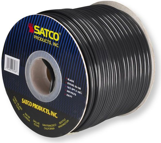 Satco 93-166 16/2 SPT-2 AWG 16 Wire, Black, UL Listed, 2 Conductors, Rated for 105 Degrees Celsius, Rated for 300 Volts, Length 250 Feet per Spool, Weight 9.25 Pounds, UPC 045923931666 (SATCO 93-166 SATCO 93166 SATCO 93 166 SATCO93-166 SATCO93 166 SATCO 93 166)