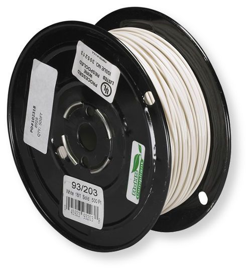 Satco 93-203 18/1 Solid TFN-PVC Nylon Wire, Single Conductor, White; Rated for 105 Degrees Celsius and 600 Volts; UL Listed; UPC 045923932038 (SATCO 93-203 SATCO 93203 SATCO 93/203 SATCO 93 203 SATCO93-203 SATCO93203)