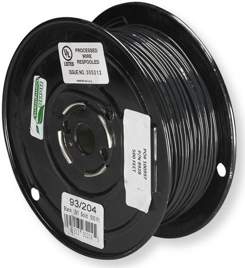 Satco 93-204 18/1 UL 1316 Solid TFN-PVC Nylon Wire , Single Conductor, Black; Rated for 105 Degrees Celsius and 600 Volts; UL Listed; UPC 045923932045 (SATCO 93-204 SATCO 93204 SATCO 93/204 SATCO 93 204 SATCO93-204 SATCO93204)