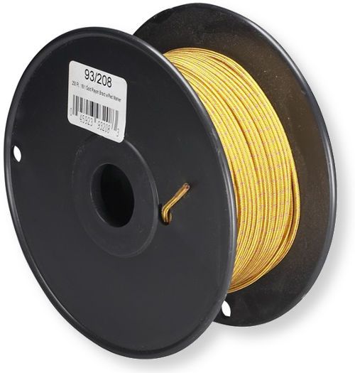 Satco 93-208 18/2 Rayon Braid AWG 18 Electrical Wire, 2 Conductors, Gold with Red Marker, Rated for 90 Degrees Celsius, 250 Feet per Reel, Weight 10 Pounds, UPC 045923932083