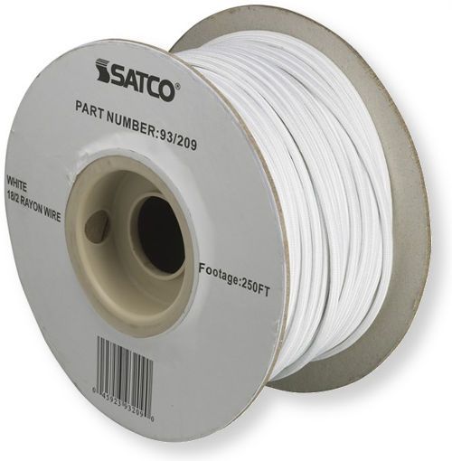 Satco 93-209 18/2 Rayon Braid AWG 18 Electrical Wire, 2 Conductors, White, Rated for 90 Degrees Celsius, 250 Feet per Reel, Weight 10 Pounds, UPC 045923932090 (SATCO93209 SATCO93-209 SATCO93/209 SATCO 93209 SATCO 93-209 SATCO 93/209)