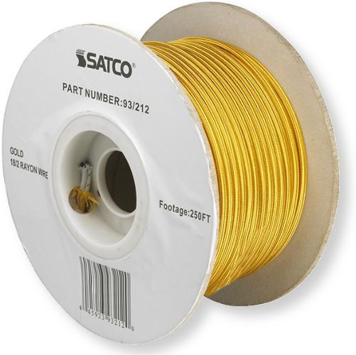 Satco 93-212 18/2 Rayon Braid AWG 18 Electrical Wire, 2 Conductors, Gold, Rated for 90 Degrees Celsius, 250 Feet per Reel, Weight 10 Pounds, UPC 045923932120 (SATCO93212 SATCO93-212 SATCO93/212 SATCO 93212 SATCO 93-212 SATCO 93/212)