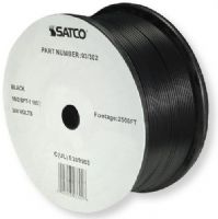 Satco 93-302 18/2 SPT-1 Wire, AWG 18 Electrical Wire, 2 Conductors, Black, Rated for 300 Volts and 105 Degrees Celsius, UL Classified as cULus Listed Component, 2500 Feet per reel, Weight 62.5 Pounds, UPC 045923933028 (SATCO93-302 SATCO93302 SATCO93/302 SATCO93 302 