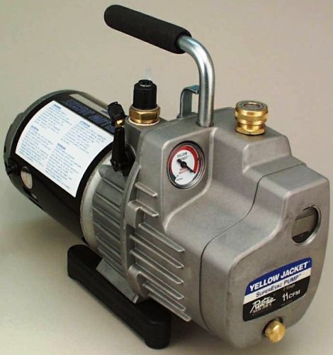 Ritchie Engineering 93560 Yellow Jacket SuperEvac Pumps 6CFM, 2-stage rotary vane design field-rated at 15 microns or better, Heavy-duty, high torque 1/2 hp, 1725 rpm motor assures cold weather starting, 8 motor mounted switch power cord, Hardened cap screws keep the pumping mechanism tight (935-60 93-560)