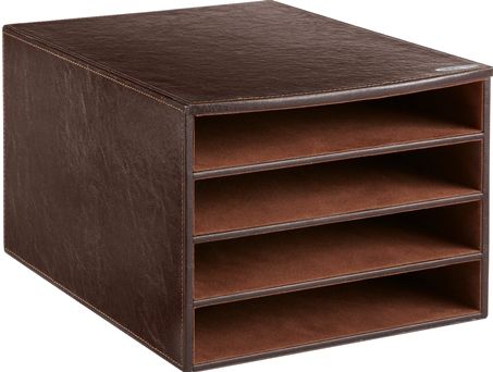 Safco 9392CE Leather Look Multi Letter Tray, Chocolate; Easily keeps multiple projects organized, while ensuring all those papers and files are easily within reach and in order; Dimensions 10 1/4