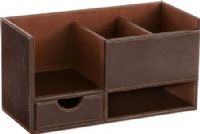 Safco 9393CE Leather Look Small Organizer, Chocolate; Lavishly designed organizer will catch the eye of every passerby, and keep work essentials conveniently within reach; Dimensions 11 1/2"w x 5"d x 6"h; Weight 2 lbs. (9393-CE 9393 CE 9393C) 
